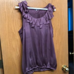 Violet and Claire Silk blouse ruffles Medium ruffle top purple sleeveless cami